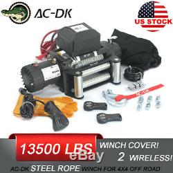 AC-DK 12V Electric Winch 13500lb Waterproof IP67 With Steel Rope and Winch Cover