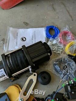 AC-DK 12V Electric Winch 4500lbs ATV Winch With Synthetic Rope and Hook Stopper