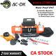 Ac-dk 12v Orange Electric Winch 12500 Lbs Waterproof Ip67 With Synthetic Rope
