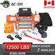 Ac-dk 12v Orange Electric Winch 12500lb Waterproof Ip67 With Steel Wire Rope