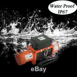 AC-DK 12V Orange Electric Winch 12500lb Waterproof IP67 With Synthetic Rope