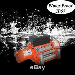 AC-DK 12V Orange Electric Winch 9500 lbs Waterproof IP67 With Steel Wire Rope