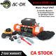 Ac-dk 12v Orange Electric Winch 9500 Lbs Waterproof Ip67 With Synthetic Rope