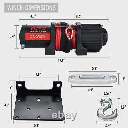 ATV Winch 4500Lbs 12V Electric Winch, Synthetic Rope UTV Winch Kit