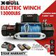A X-bull 12v 13000lbs Electric Winch Synthetic Rope Jeep Towing Truck Off Road