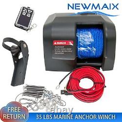 Boat Electric Anchor Winch 35LBS Saltwater Anchor Windlass with Wireless Remote