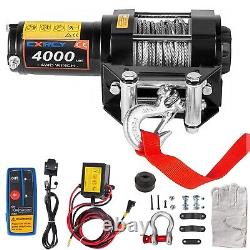 CXRCY 12V 4000 lbs Electric Winch Kits with 3/16(4.7mm) Diameter x 32.8'10m
