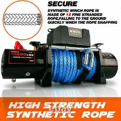 Car Winch 12000lb Synthetic Rope Waterproof IP67 Wireless Handheld Remote USA