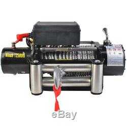 Classic 12500 lbs 12 V Electric Recovery Winch 4-Way Roller Fairlead