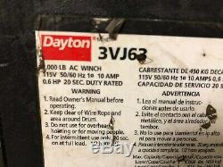 Dayton 3VJ63 Electric Winch 1/2 hp, 1000 lb. Capacity. Loc 107C erc8079 /JM