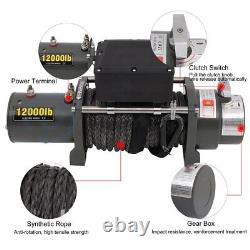 ECCPP 12000LBS Electric Winch Synthetic Rope Truck Trailer Towing Off Road 4WD