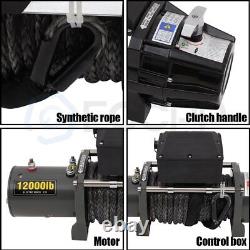 ECCPP 12000LBS Electric Winch Synthetic Rope Truck Trailer Towing Off Road 4WD