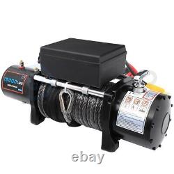ECCPP 12V 13000LBS Electric Winch Synthetic Rope Truck Trailer Tow Off Road 4WD