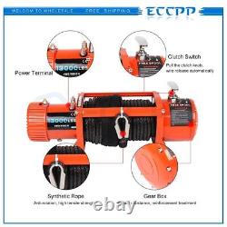 ECCPP 13000LBS Electric Winch 85ft Synthetic Rope 12V Waterproof Trailer Truck