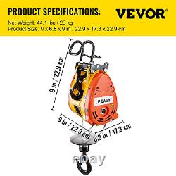 Electric Chain Hoist 230Kg Capacity Electric Winch 507Lbs with 98Ft/30M Length S