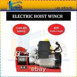 Electric Hoist Lifting Engine 1320LB Heavy Duty Motor Winch Hoist Crane US Stock