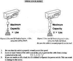 Electric Hoist Winch 440lbs Wire Remote Control 110V Overhead Lift with Straps
