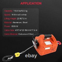 Electric Hoist Winch Winch Portable 500kg Wire Remote Control 1pc