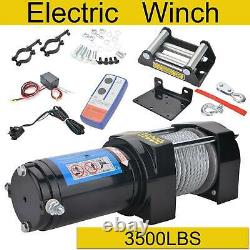Electric Recovery Winch 12V 3500LBS Heavy Duty Remote Control Rope Trailer Truck