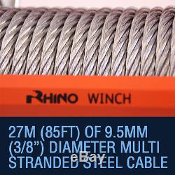 Electric Recovery Winch 12v 13500lb Heavy Duty Steel Cable, 4x4 Car RHINO