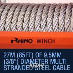 Electric Recovery Winch, 12v 17500lb Heavy Duty Steel Cable, 4x4, Truck RHINO