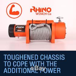 Electric Recovery Winch 20000lb 12v / 24v 4x4 Truck RHINO WINCH + Mounting Plate