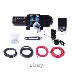 Electric Recovery Winch 4500LBS 33ft Synthetic Rope Truck Trailer 12V Offroad
