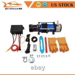 Electric Recovery Winch Towing 10000LB Truck Trailer SUV Synthetic Rope Off Road