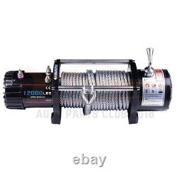 Electric Recovery Winch Towing 12000LBS Truck Trailer SUV Steel Cable Off Road
