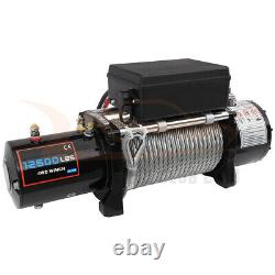 Electric Recovery Winch Towing 12500LBS Truck Trailer SUV Steel Cable Off Road