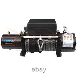 Electric Recovery Winch Towing 13000LB Truck Trailer SUV Synthetic Rope Off Road