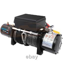 Electric Recovery Winch Towing 13000LB Truck Trailer SUV Synthetic Rope Off Road