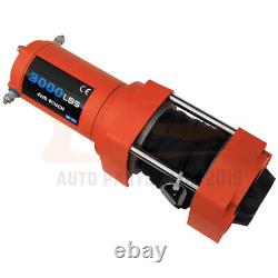 Electric Recovery Winch Towing 3000LBS Truck Trailer SUV Synthetic Rope Off Road