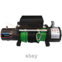 Electric Recovery Winch Towing 9500LBS Truck Trailer SUV Synthetic Rope Off Road