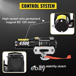 Electric Recovery Winch Truck ATV 12V Wireless Control Synthetic Rope 4500LBS