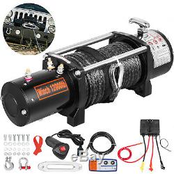 Electric Winch 12000LBS Waterproof Truck Trailer 90FT Synthetic Rope Offroad