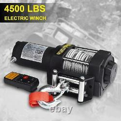 Electric Winch, 12V 4500lbs Single Line Waterproof Towing Winch for ATV UTV, wit
