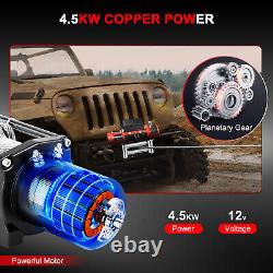 Electric Winch 12V Waterproof Truck Trailer Synthetic Rope 4WD with cover 13000lbs