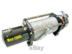 Electric Winch 12v 5443kg/12000lb 4800w, Length 28m Diam 9.1mm
