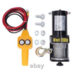 Electric Winch 24V 2000LBS Load Capacity Electric Steel Cable ATV Winch Kits
