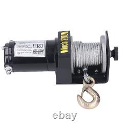 Electric Winch 24V 2000LBS Load Capacity Electric Steel Cable ATV Winch Kits