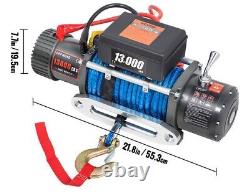 Electric Winch 3500LBS 12V Synthetic Rope grey Towing Truck Trailer Jeep 4