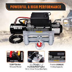 Electric Winch 8000LBS 12V Synthetic Rope Towing Truck Off Road 4wd 5.5HP Puller
