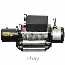 Electric Winch Remote Control Wireless Electric Motor Steel Cable 13000lbs 12V