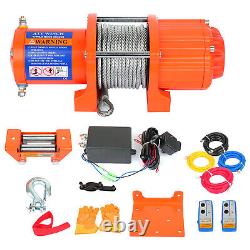 Electric Winch Towing Trailer Steel Cable 12V 4500LB Off Road withwireless remote