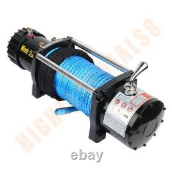 Electric Winch Towing Trailer Synthetic Rope Offroad Remote Control 12000LBS