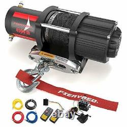 FIERYRED 12V 4500LBS Electric Synthetic Rope ATV Winch Kits for Towing ATV/UT