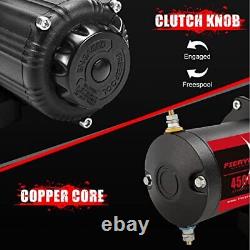 FIERYRED 12V Electric Winch with Synthetic Rope 4500LBS Wireless Towing Winch