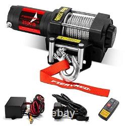 FIERYRED Electric 12V 3500lb Winch Steel Cable Winch Kits for UTV ATV with Bo