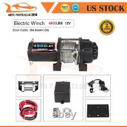 For Offroad UTV ATV 4WD 4500LBS Electric Winch Steel Rope Cable 12V High Quality